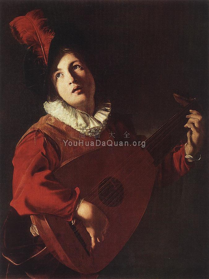 Lute Playing Young - 桑巴特鲁姆·曼弗雷迪